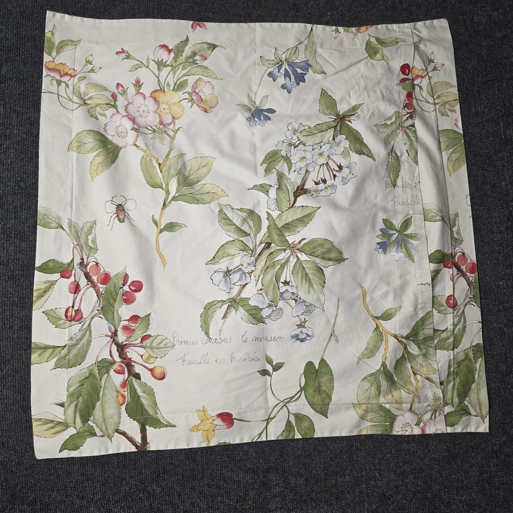 Pottery Barn Floral Bed Pillow Case %100 Organic Cotton Euro Style 30 x 30 in - Picture 7 of 8